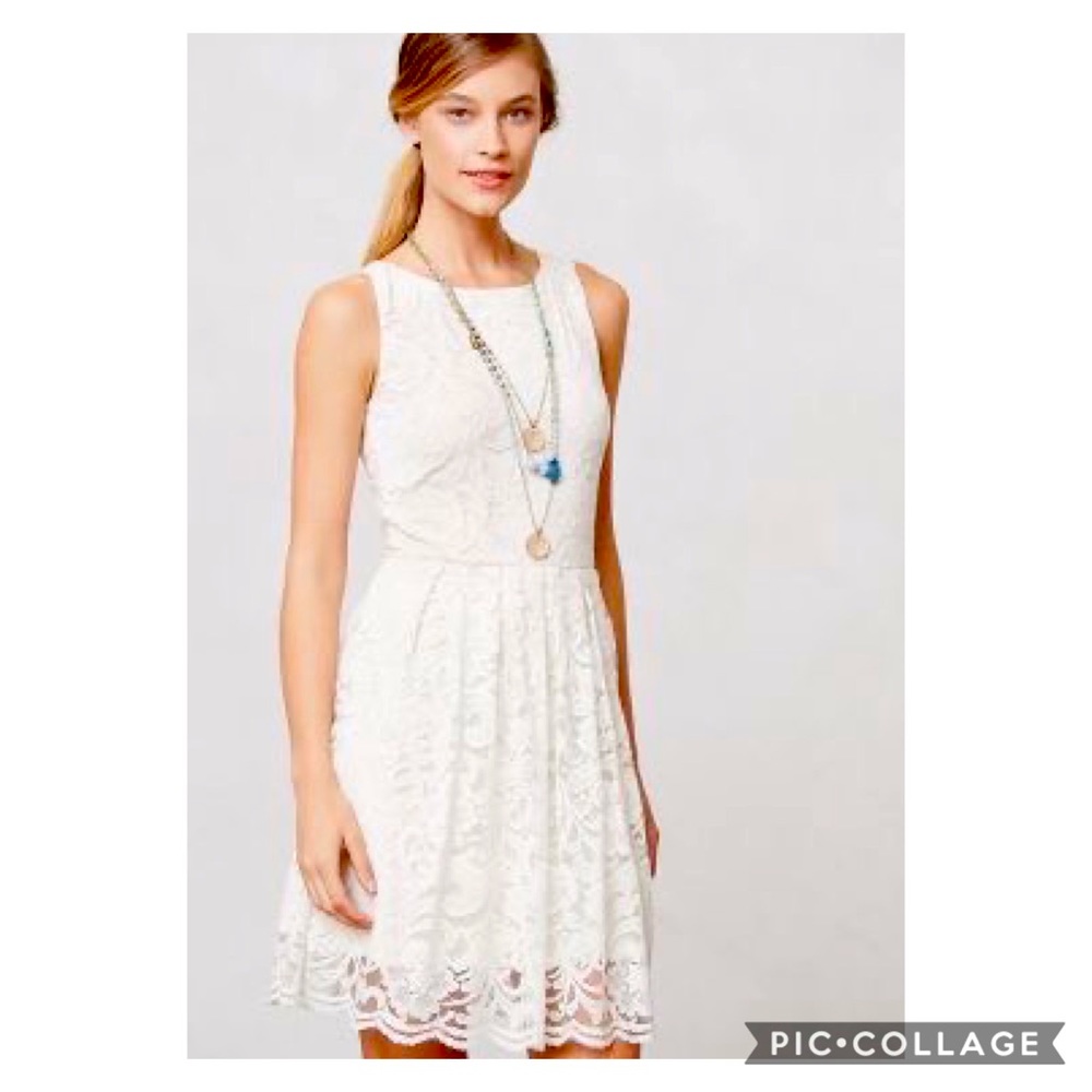 Anthro Bordeaux White Lace Liri Dress